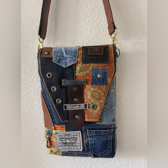 Denim Unique Upcycled Denim Crossbody Bag – Padded and Stylish - Picture 12 of 16